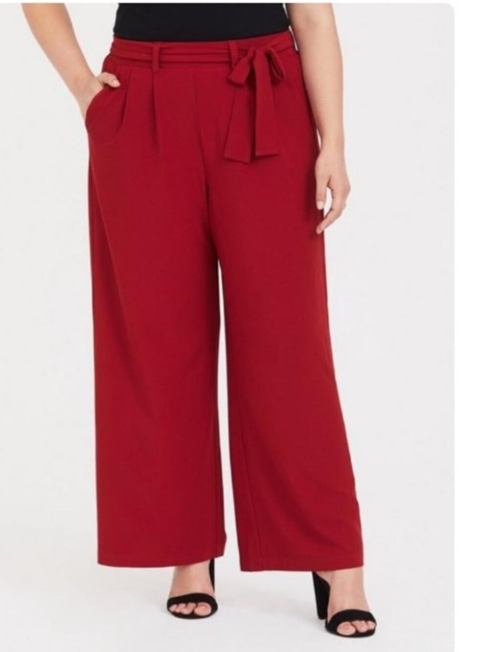 NWT Torrid Red Crepe Tie Front Pull-On Wide Leg Office Business Casual Pants 3X
